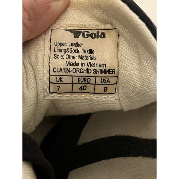 Gola Orchid II Black Low Profile Sneakers •9/ 40• Leather Shimmer Trainers - Picture 6 of 8